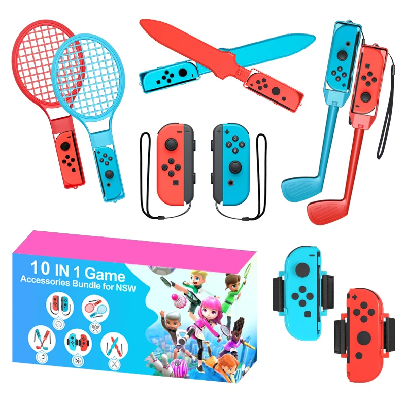 Nintendo Switch Sports 10-in-1 Family Accessory Kit - punainen ja sininen setti
