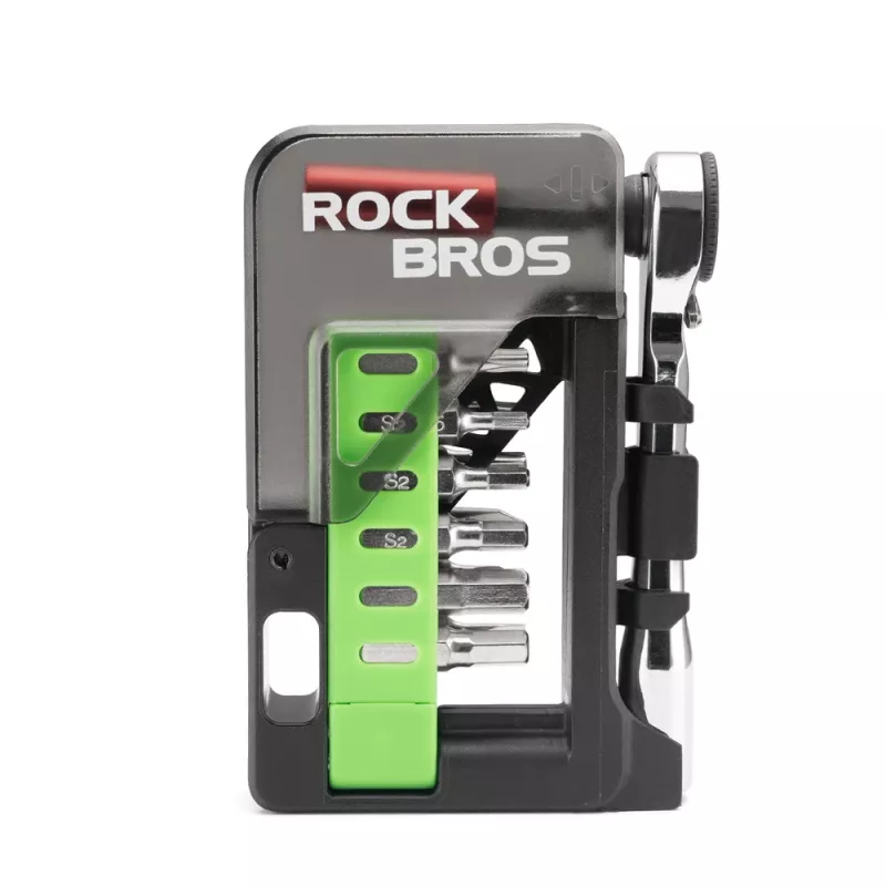ROCKBROS pyörän korjaussarja mini-räikällä ja 14 bitillä - läpikuultava vihreä