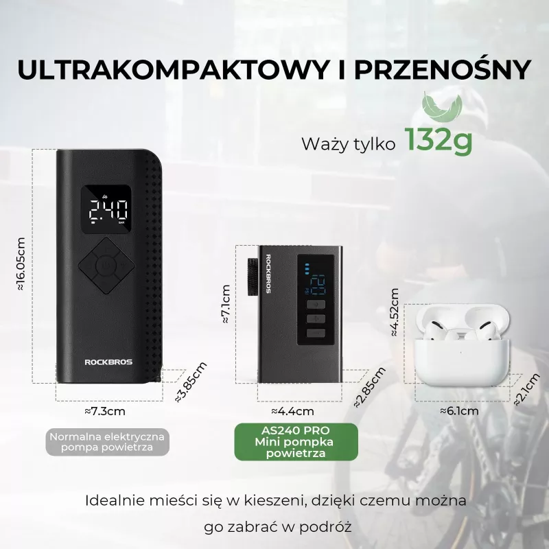 ROCKBROS AS240 PRO langaton ilmapumppu, 120 PSI kompressori, 420 mAh, musta