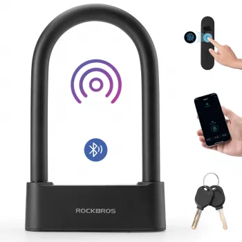 ROCKBROS SMART sormenjälki- ja Bluetooth-pyörän vaijerilukko 100 cm musta