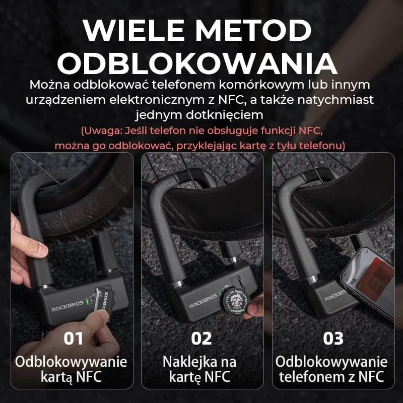 ROCKBROS RBNS1 SMART NFC U-lukko - musta