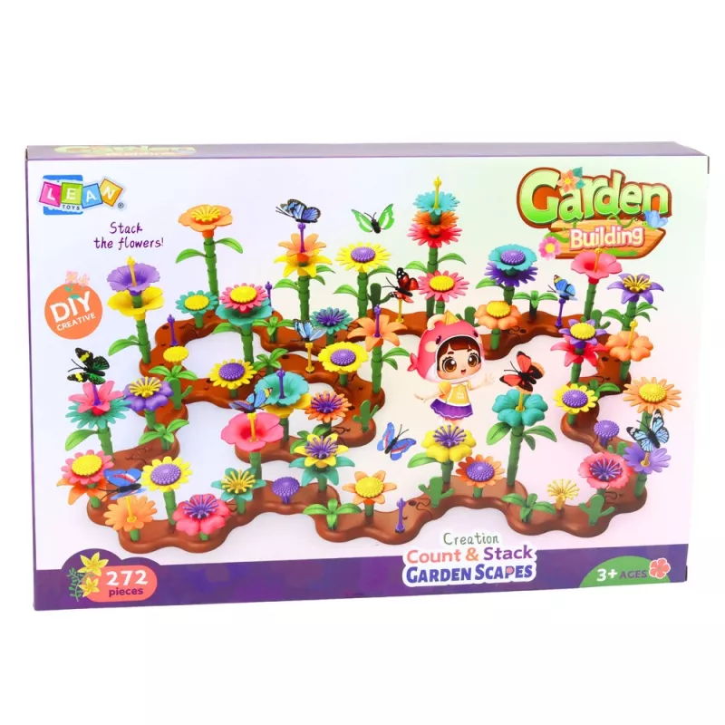 LEAN TOYS rakennuspalikkasetti luova puutarha kukat kasvit 3D 272 kpl