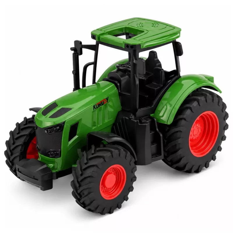 LEAN TOYS maataloustraktori kippiperävaunulla, kumipyörät, vihreä, 1:24