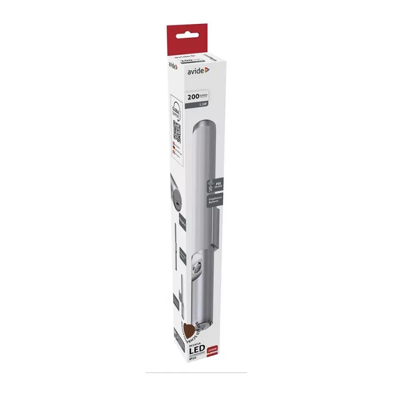 Avide LED-kaappivalaisin akulla 2,5W liiketunnistin 3000K