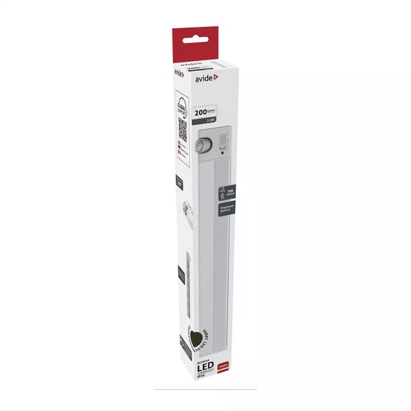 Avide LED-kaappivalaisin akulla 2,5W PIR-liiketunnistin