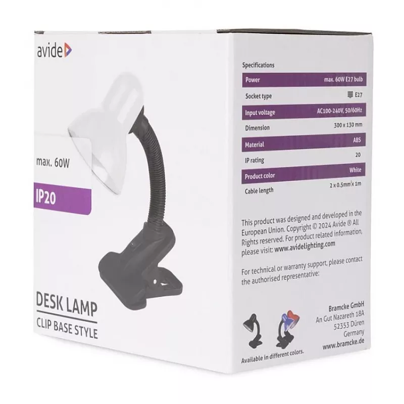 Avide Basic Clipbar Max 60W klipsipöytävalaisin musta