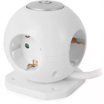 ENTAC jatkojohto Globe 3-osainen USB-kytkimellä valkoinen