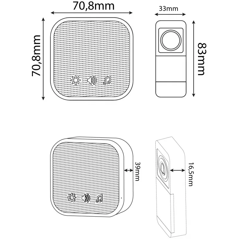 ENTAC langaton ovikello AC-pistokelähetin IP44 1x CR2032-paristolla