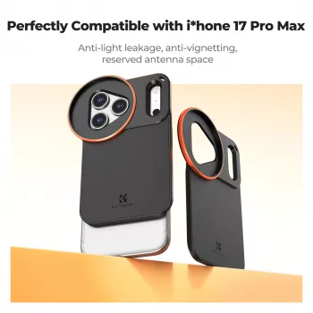 KF Protective Photography Case 58 mm objektiivikiinnikkeellä Apple iPhone 17 Pro Max - musta