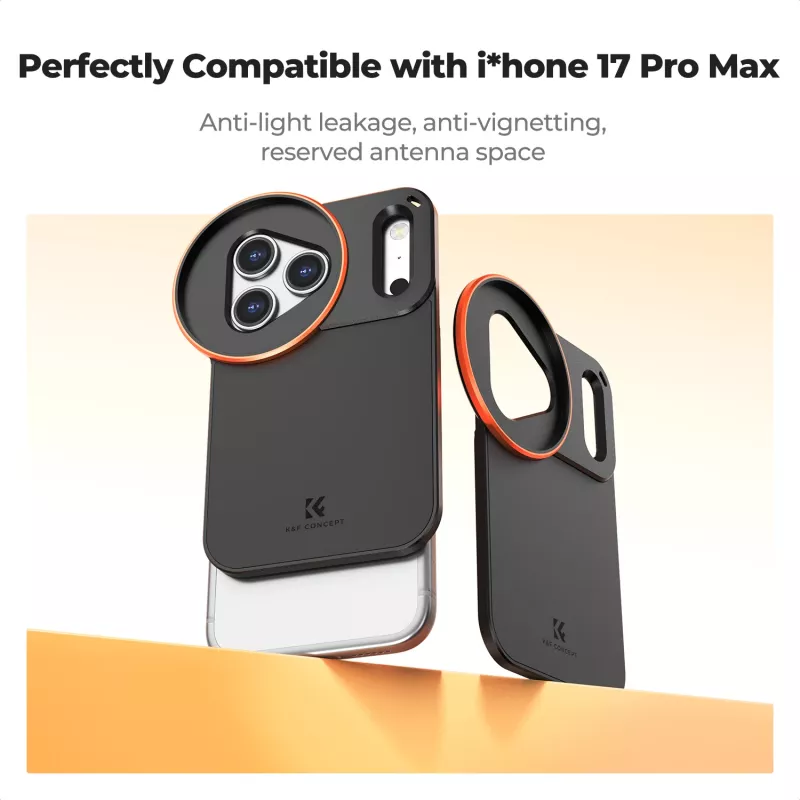 KF Protective Photography Case 58 mm objektiivikiinnikkeellä Apple iPhone 17 Pro Max - musta