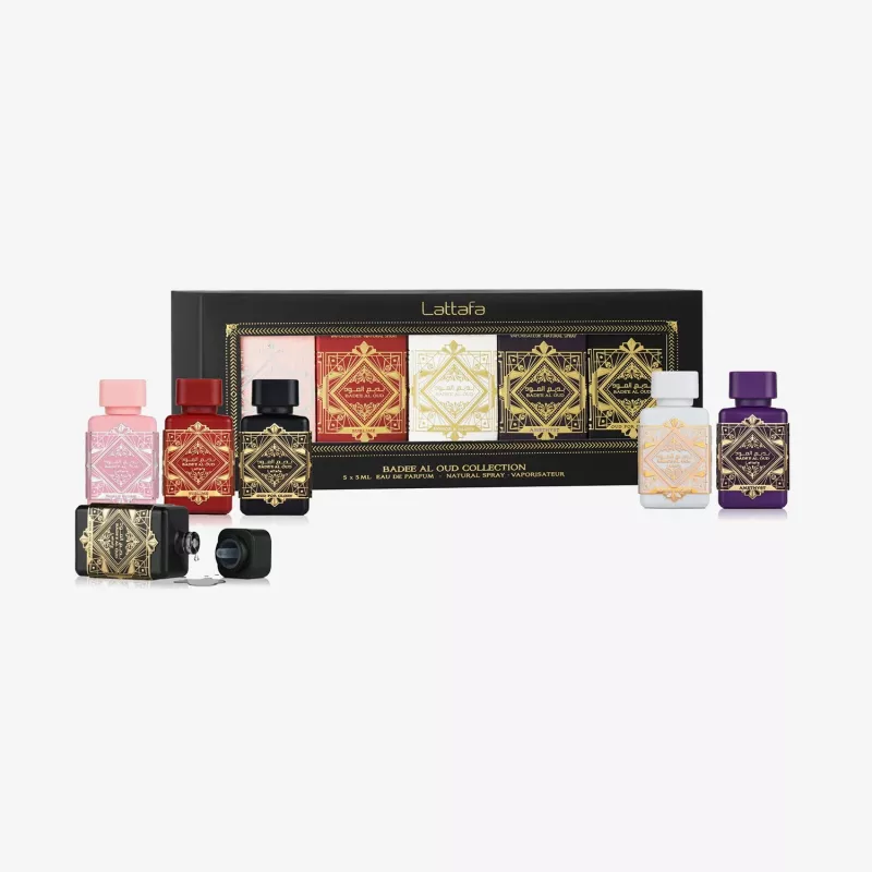 Lattafa Badee Al Oud Collection Sublime EDP Spray 5 ml + Nobile Blush EDP Spray 5 ml + Honor & Glory EDP Spray 5 ml + Oud For Glory EDP Spray 5 ml + Amethyste EDP Spray 5 ml