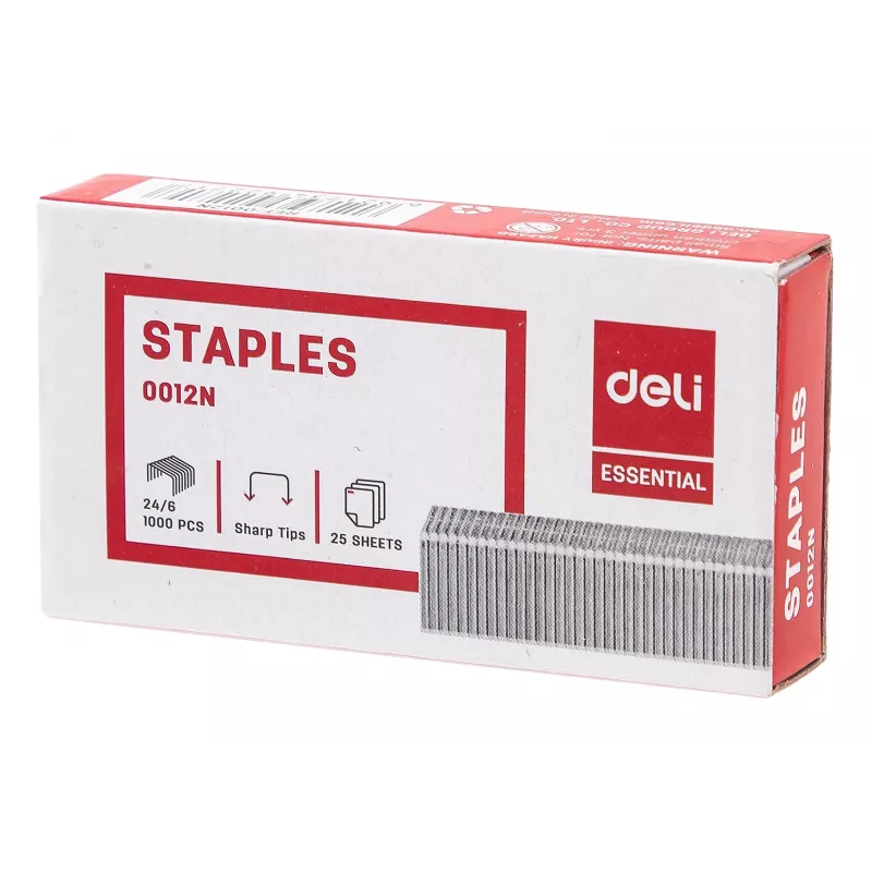 Deli ESSENTIAL niitit 24/6, 1000 kpl, sinkitty teräs, hopea