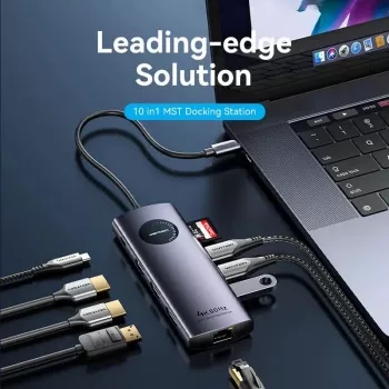 VENTION USB-C 10-in-1 telakointiasema 8K 30Hz 100W PD LED-näytöllä