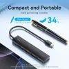 VENTION USB-C – USB 3.2 Gen 2 -hubi 100W PD:llä, 0,15 m, musta