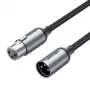 VENTION BKHHI XLR-mikrofonikaapeli 3 m musta nylon-punos alumiiniliittimillä