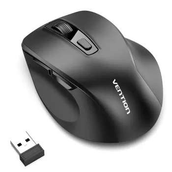 Vention KTMB0 kaksitilainen 2,4GHz + Bluetooth 5.1 langaton optinen hiiri, 6 painiketta, 800-2400 DPI, musta