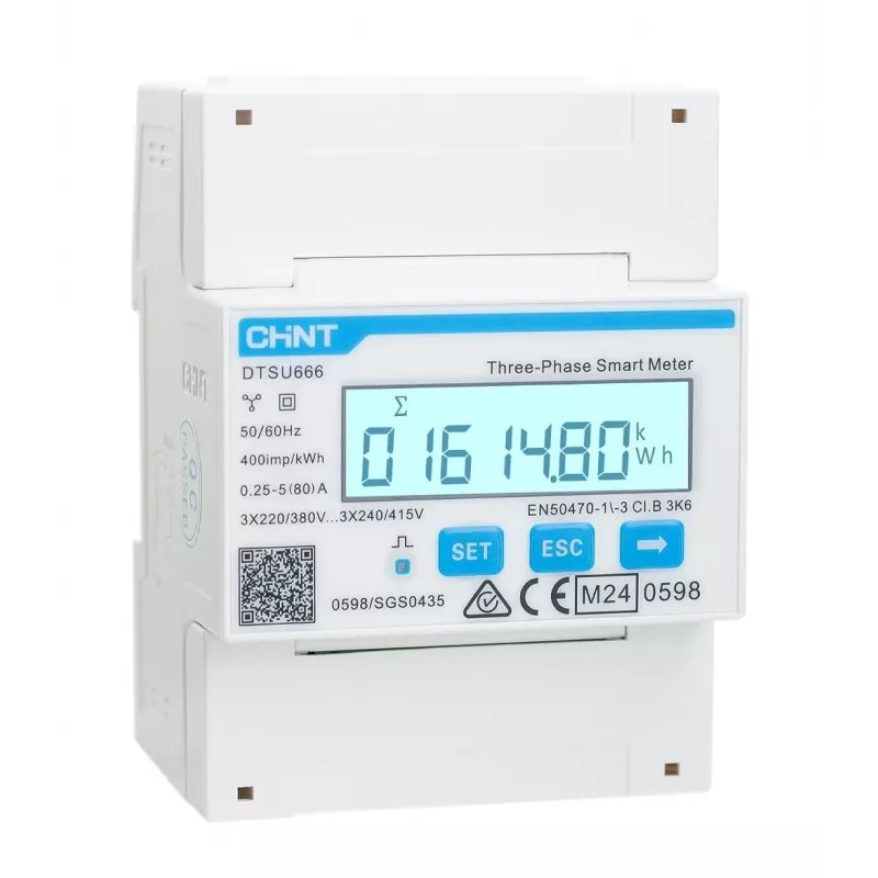 CHINT älykäs tehoanturi 3Ph+N Modbus 5(80)A MID