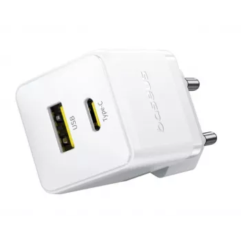 Baseus Palm 30W USB-C USB-A seinälaturi valkoinen EU-pistoke