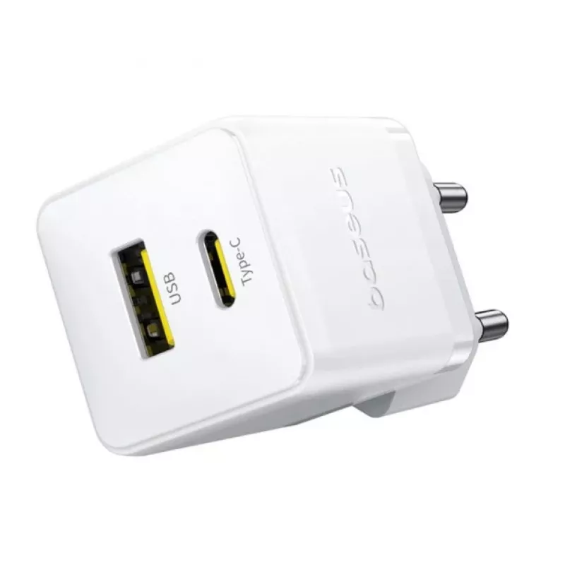 Baseus Palm 30W USB-C USB-A seinälaturi valkoinen EU-pistoke