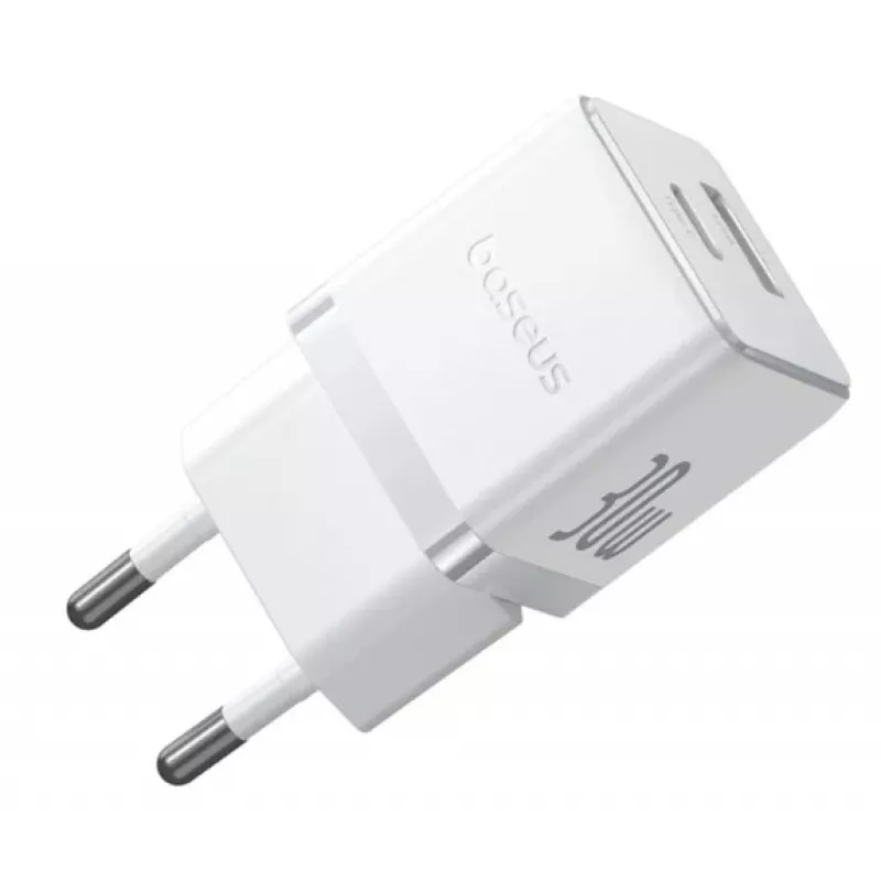 Baseus Palm 30W USB-C USB-A seinälaturi valkoinen EU-pistoke