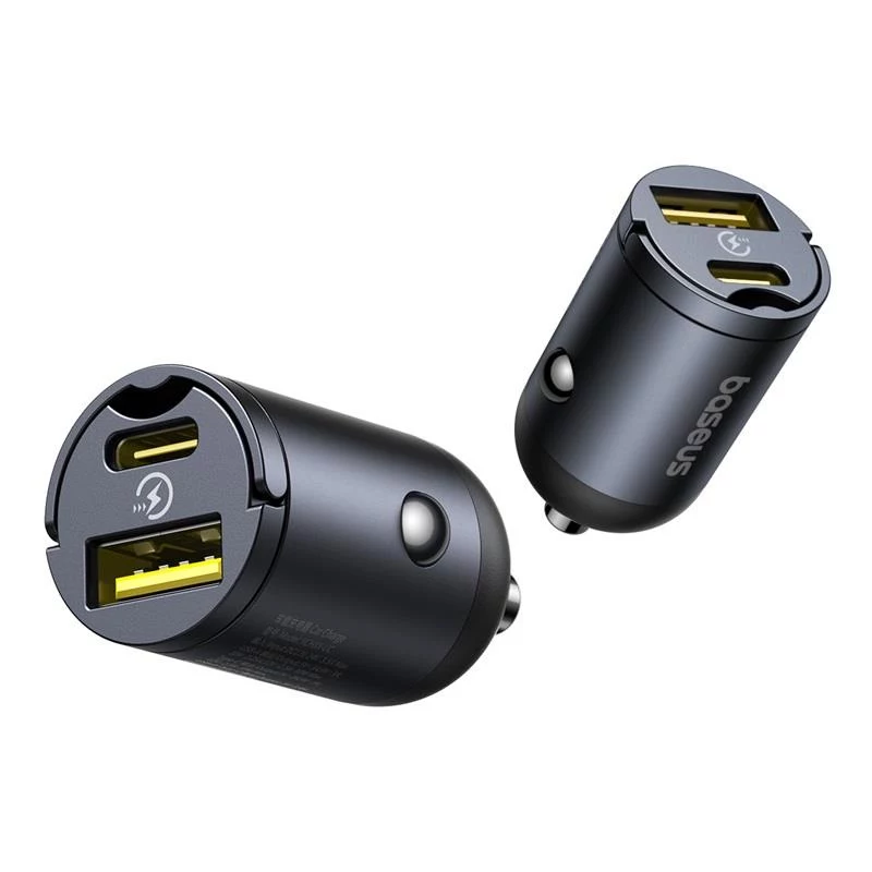 Baseus Tiny Star 30W USB-A USB-C seinälaturi musta