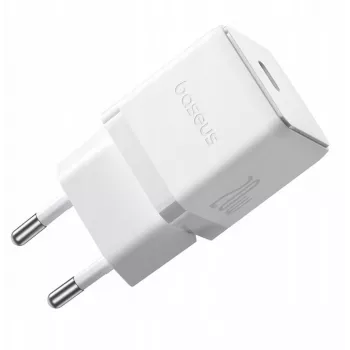 Baseus Palm 1C 20W USB-C-laturi ja Baseus Mini White USB-C 60W -kaapeli 1 m - valkoinen