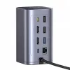 Baseus Air Spacemate 12-in-1 USB-C-keskitin, 2x HDMI 4K@60Hz, 2x USB-C 10 Gbps, 2x USB-A 5 Gbps, 2x USB-A 480 Mbps, RJ45, SD/microSD, USB-C PD, harmaa