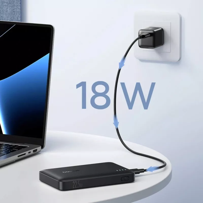 Baseus EnerFill FP21 10000 mAh 22.5W USB-A USB-C Power Bank musta