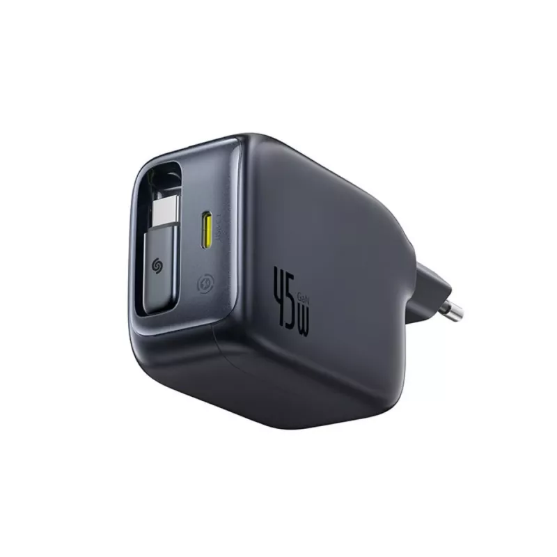 Baseus EnerCore CJ11 45W autolaturi USB-C-liitännällä ja sisäänvedettävällä USB-C-kaapelilla - musta