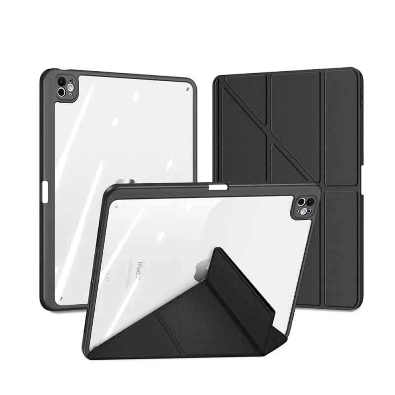 Dux Ducis Magi -kotelo iPad Pro 11 (2024/2025) -laitteelle jalustalla - musta