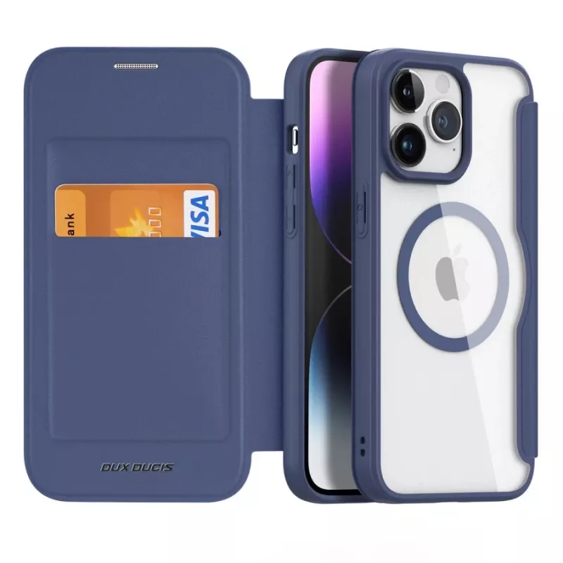 Dux Ducis Skin X Pro Folio -kotelo MagSafe-yhteensopiva Apple iPhone 15 Pro Max -puhelimelle, musta