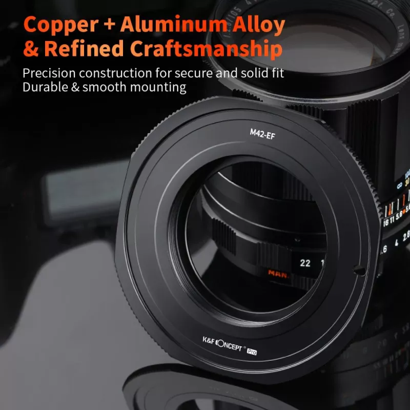 K&F Concept PRO -objektiivisovitin Canon EOS EF/EF-S - M42 -kamerarunko - musta