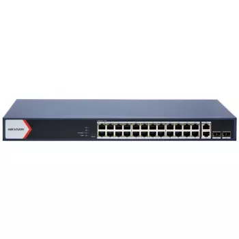 Hikvision DS-3E1528P-EI(O-STD) Gigabit PoE-kytkin, 24x PoE RJ45, 2x RJ45, 2x SFP