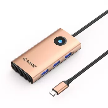 ORICO PW11 USB-C 6-in-1 -keskitin telakointiasema, 3x USB-A 3.0, 1x USB-C 3.0, 1x USB-C PD 100W, 1x HDMI 4K 30Hz - rose gold