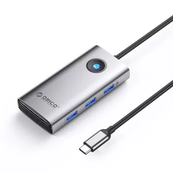 ORICO PW11 USB-C 6-in-1 -keskitin, 3x USB-A 3.0, 1x USB-C PD 100W, 1x HDMI 4K 30Hz, 1x RJ45 2.5G Ethernet, harmaa