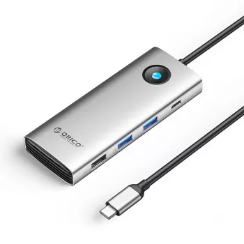 ORICO PW11 USB-C 8-in-1 -telakointiasema, 2x USB-A 3.0, 1x USB-A 2.0, 1x USB-C 3.0, 1x USB-C PD 100W, 1x HDMI 4K 60Hz, 1x VGA 1080P 60Hz, 1x RJ45 Gigabit Ethernet, hopea