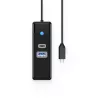 ORICO PWCUR-C3 3-porttinen USB-C-keskitin, USB-A 3.0, USB-C 3.0 ja Gigabit Ethernet - musta