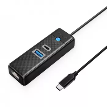ORICO PW3UR25-C3 USB-C-keskitin 3-porttinen USB-A 3.0 USB-C 3.0 2.5G Ethernet 0,15 m musta