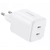 Ugreen GaN 45W 2xUSB-C -seinälaturi - valkoinen