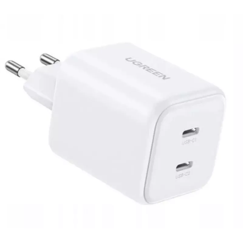 Ugreen GaN 45W 2xUSB-C -seinälaturi - valkoinen