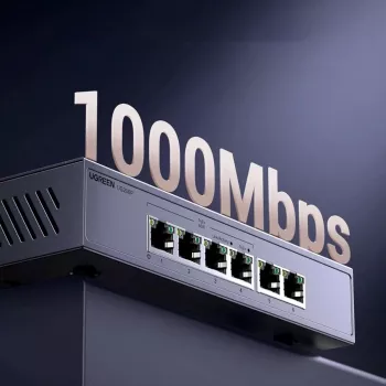 Ugreen 6-porttinen Gigabit Ethernet -kytkin ja PoE+ - harmaa