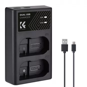 K&F Concept dual USB -laturi Nikon EN-EL15 D7000 D7500 D850 D750