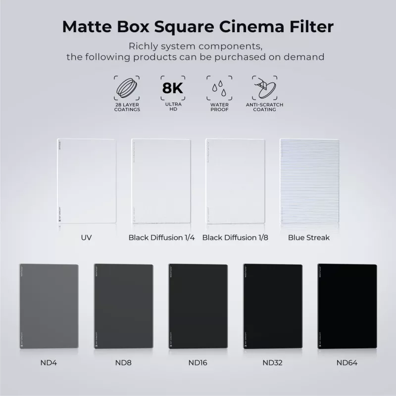 K&F Concept Black Diffusion 1/8 -suodatin 4x5.65 inch Matte Box -kehykseen