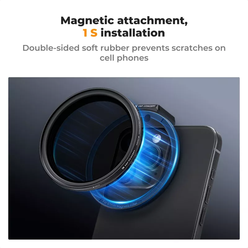 K&F Concept -magneettinen suodatinpidike älypuhelimille 67mm musta KF01.2675