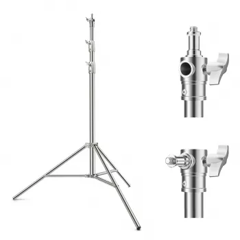 K&F Concept KF34.044 280cm alumiininen valokuvausjalusta 1/4 inch-20 & 3/8 inch-16 käännettävällä kärjellä, 5kg kantavuus, 3-osainen, Flip-Locks, jousivaimennus, musta