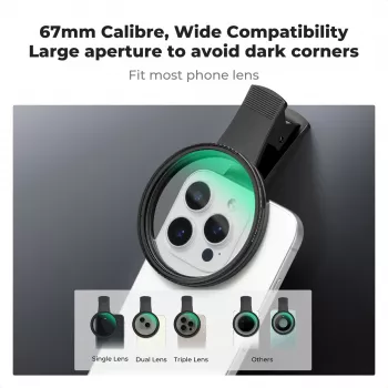KF 2-in-1 Black Diffusion 1/4 + CPL puhelinsuodatinsarja 67mm Clip-On