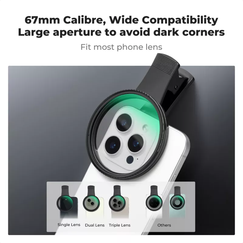 KF 2-in-1 Black Diffusion 1/4 + CPL puhelinsuodatinsarja 67mm Clip-On
