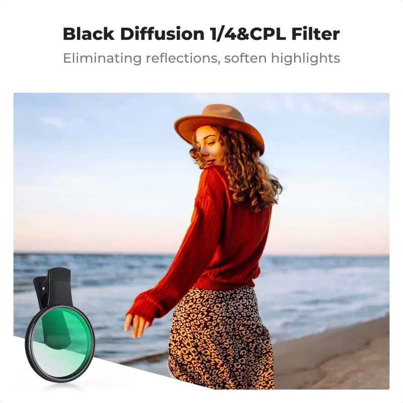 KF 2-in-1 Black Diffusion 1/4 + CPL puhelinsuodatinsarja 67mm Clip-On