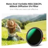 K&F Concept 67 mm 3-in-1-hybridisuodatin Fader ND2-32 + CPL + Black Diffusion 1/4
