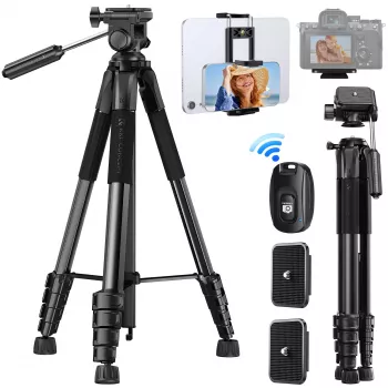 K&F Concept kompakti kamerateline DSLR-kameralle ja älypuhelimelle musta